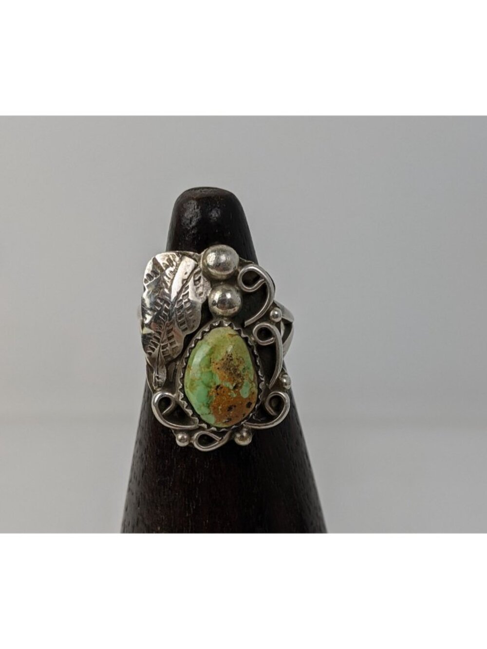 Vintage Henry Sterling Silver Green Turquoise Navajo Statement Ring Size 5 1/2